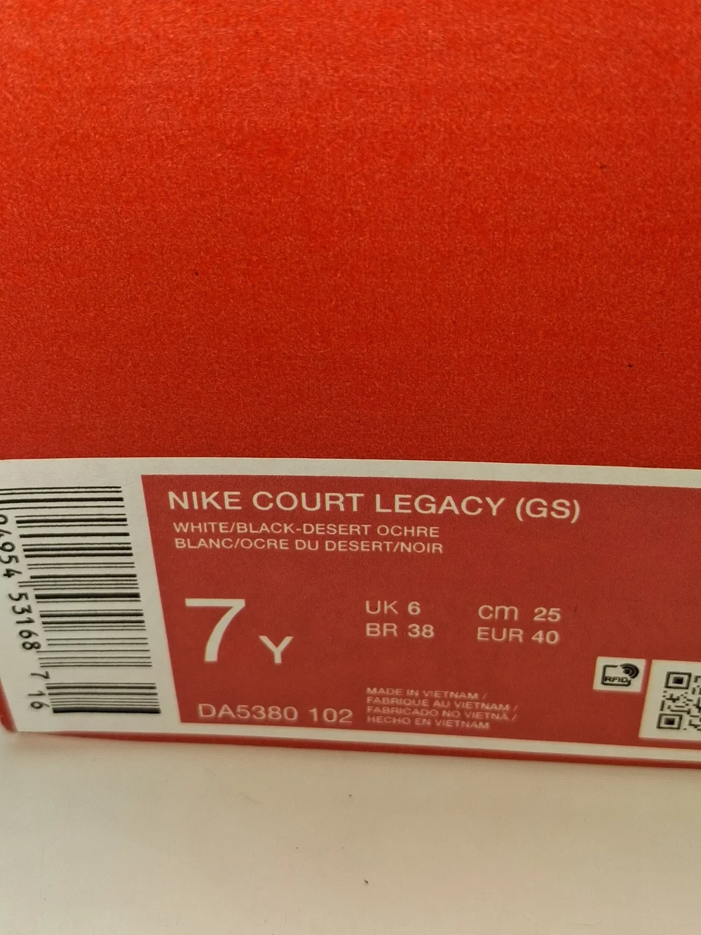 Nike Court Legacy GS White Black Brown Youth Shoes 7Y US 6UK DA5380-102